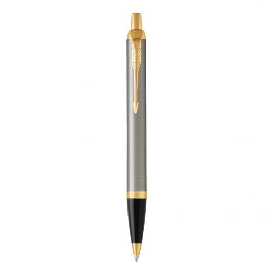 Parker Stylo-bille roulante IM, pointe fine et recharge d'encre noir,  garniture chrome espresso foncé + recharge pour stylo à bille roulante,  pointe