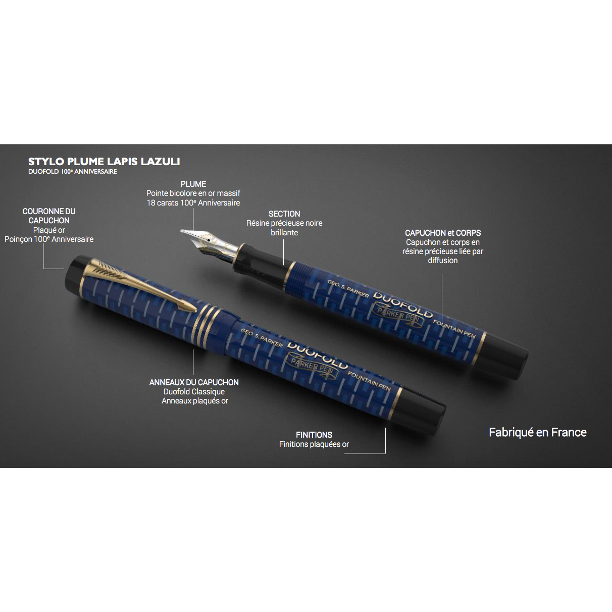 Stylo plume Parker Duofold 100e Anniversaire Lapis Lazuli